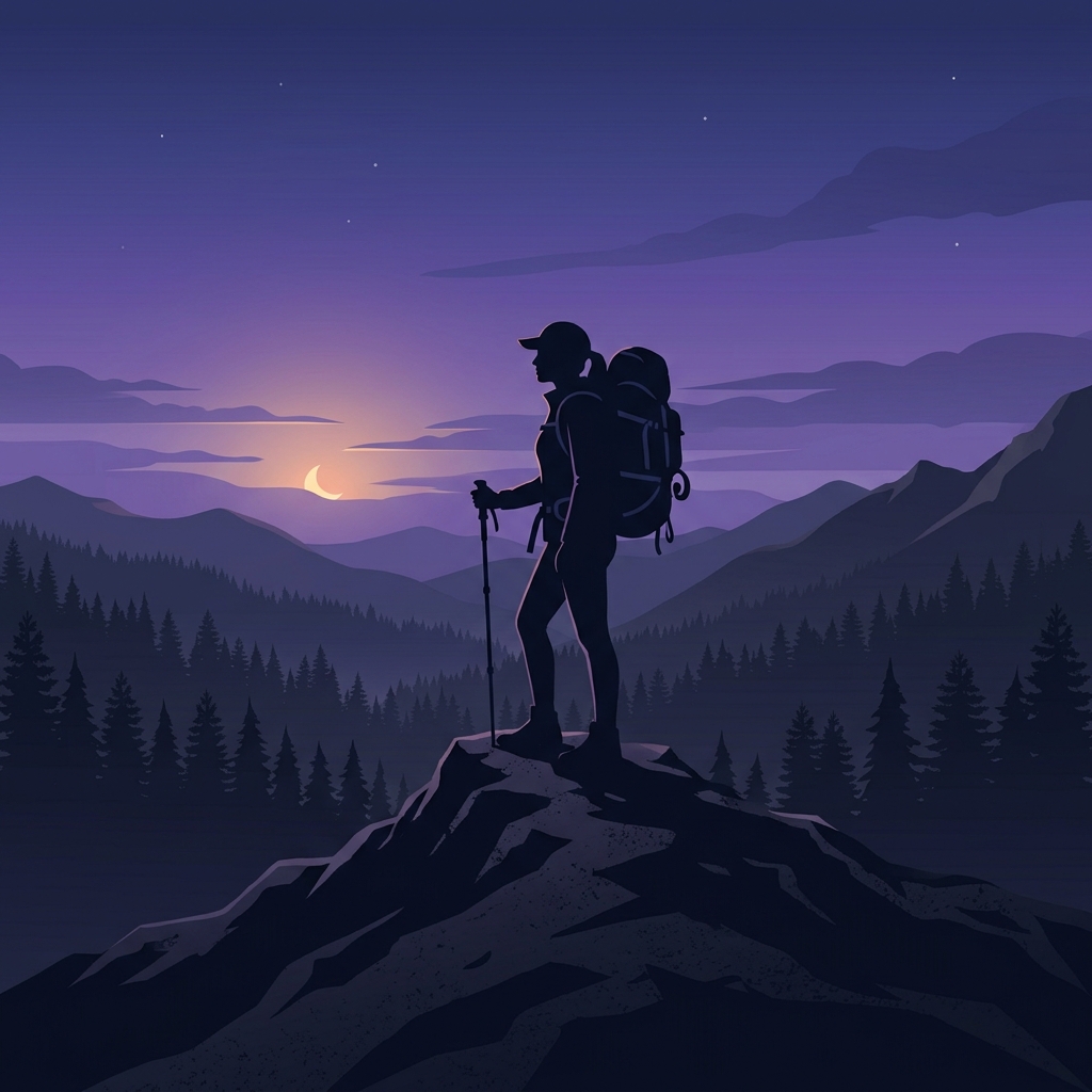 Reisender auf einem Berggipfel